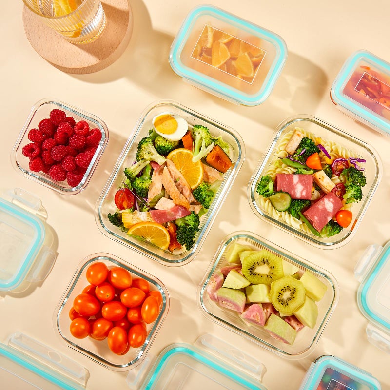 YUNCANG 8 Pack Glass Food Storage Containers with Lids, 5oz to 35oz Meal Prep Containers, Airtight Bento Boxes with Leak Proof Locking for Microwave, Oven, Freezer and Dishwasher, BPA Free - Image 4