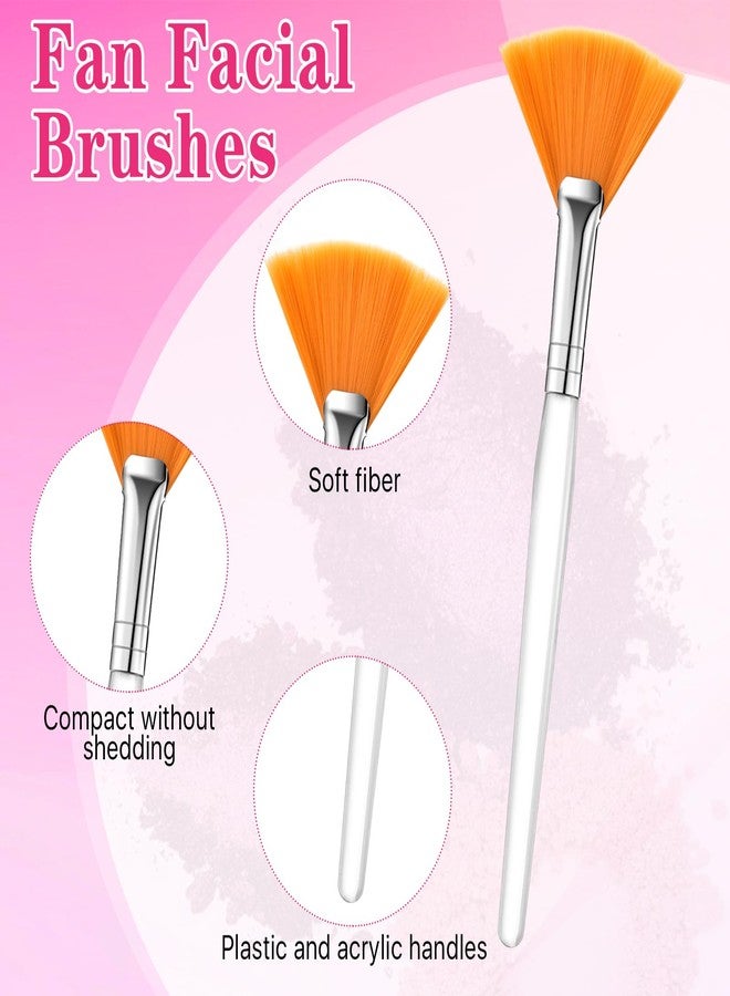 Elesunory 60 Pieces Fan Brushes, Soft Fan Brushes for Facials, Facial Applicator Brush for Women Girls, Facial Brushes Esthetician for Mud Clay Mask, Makeup, Yellow, White - Image 4