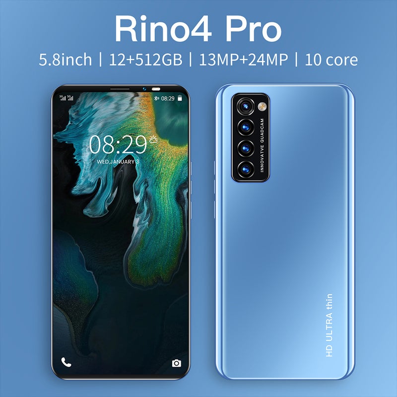 Generic (Unbranded) 5.8 Inch Rino4 Pro Smart Phone Facial Recognition HD MTK6580 Quad Core 512MB RAM 4GB ROM 4800Mah Android 10.0 Blue US Plug - Image 2