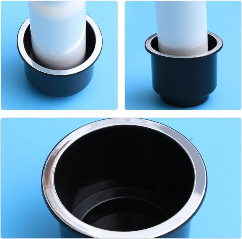 ORFOFE 2pcs Plastic Car Cup Holder Inserts with Silver Edge, Universal Recessed Drink Holders for Motorhome, Rvs, Boats Interior Accessories - Image 3