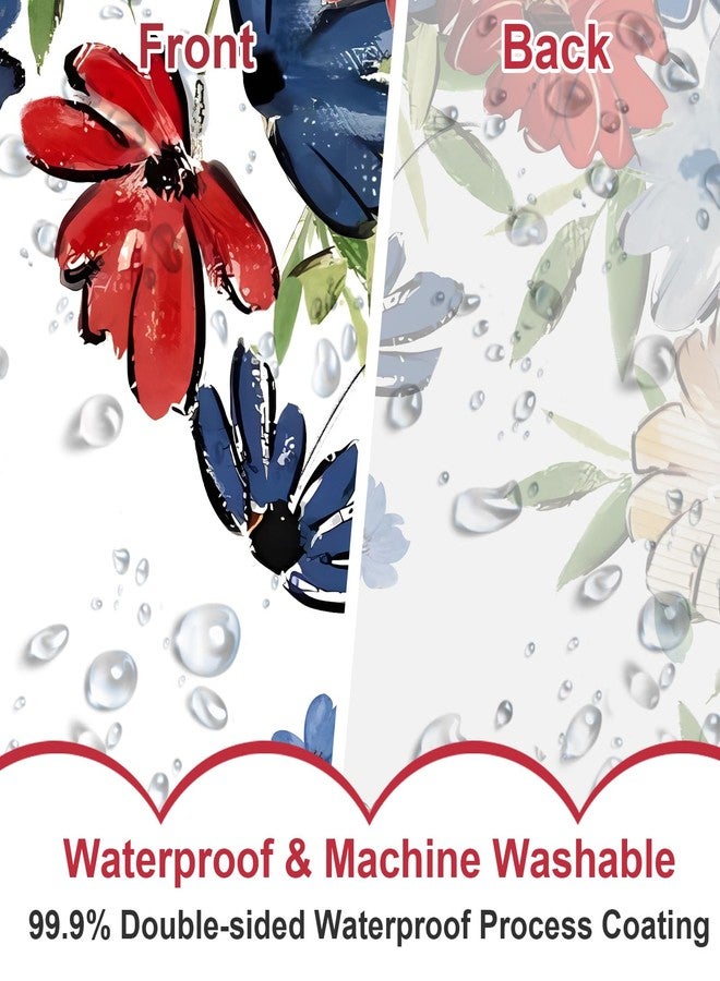 Baccessor Patriotic Floral Shower Curtain 72 W x72 H Inch, God Bless America 4th of July Memorial Day Independence Day Stars Shower Curtain Waterproof Fabric Bathroom Bath Decor with Hooks - Image 4