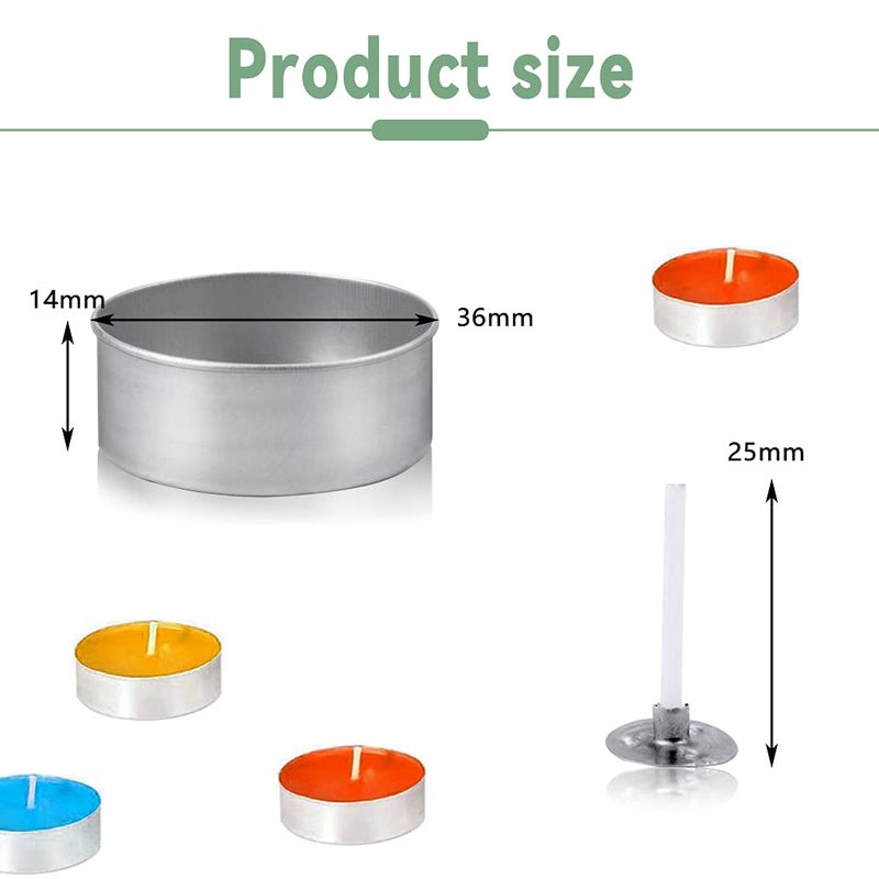 WFPLUS 100 Pcs Aluminum Tea Lights Cups, Empty Case Candle Wax Containers, Metal Tea Light Tins with 100 Pcs Candle Wicks Packaged in Carton Box, Candle Mold for DIY Candles Making Supplies - Image 2