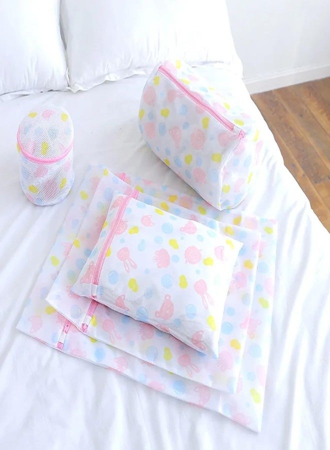 Lukzer 5 Pcs Baby Laundry Bags for Delicates - Mesh Washing Bag Set with Zipper for Underwear, Bras, Lingerie, Baby Clothes & Travel - Durable Microfiber (Cute Pattern) CH-067-5 - Image 1
