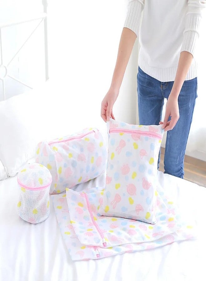 Lukzer 5 Pcs Baby Laundry Bags for Delicates - Mesh Washing Bag Set with Zipper for Underwear, Bras, Lingerie, Baby Clothes & Travel - Durable Microfiber (Cute Pattern) CH-067-5 - Image 4