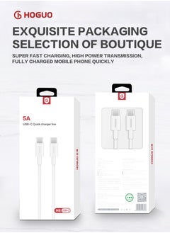 HOGUO 1 Meter USB Type-C Output 5A Data Sync Quick Charging Cable White  - Image 5
