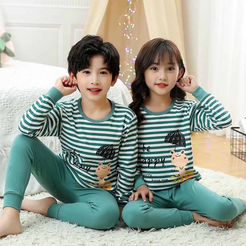 Children'S Mid-Collar Cotton Autumn Clothes Long Pants Underwear Suit Small And Medium Girls Long-Sleeved Pajamas Girls' Homewear - Image 5