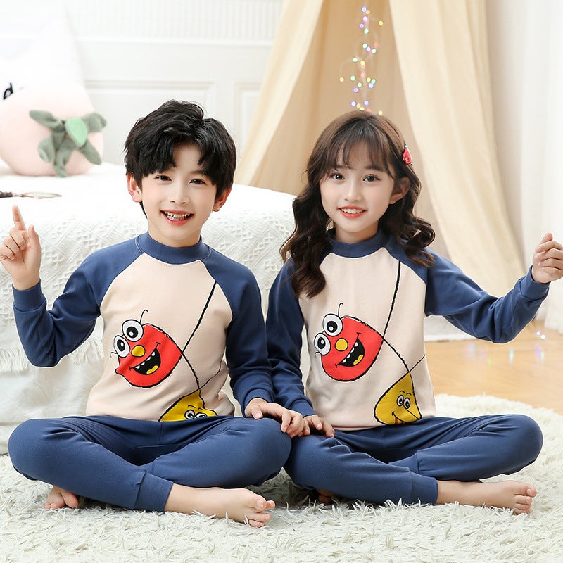 Children'S Mid-Collar Cotton Autumn Clothes Long Pants Underwear Suit Small And Medium Girls Long-Sleeved Pajamas Girls' Homewear - Image 3