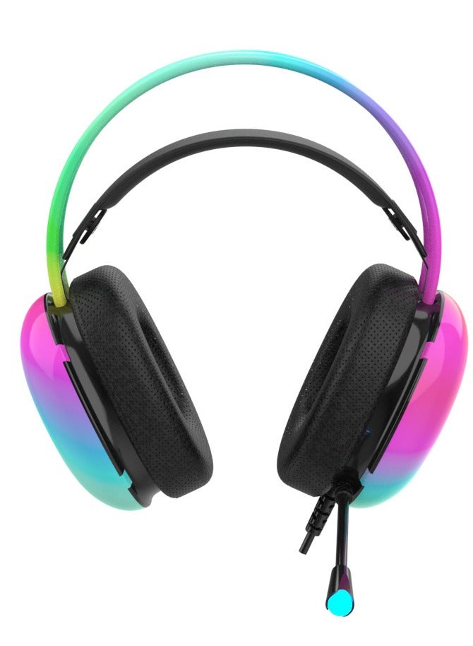 Gaming Rainbow RGB Wired Gaming Headset with Mic for PS4 PS5 MAC XBOX Laptop Lightweight 3.5mm Over Ear Audio Headphones Stereo Surround Sound Auto-adjustable Headband 50mm Drivers - Image 1