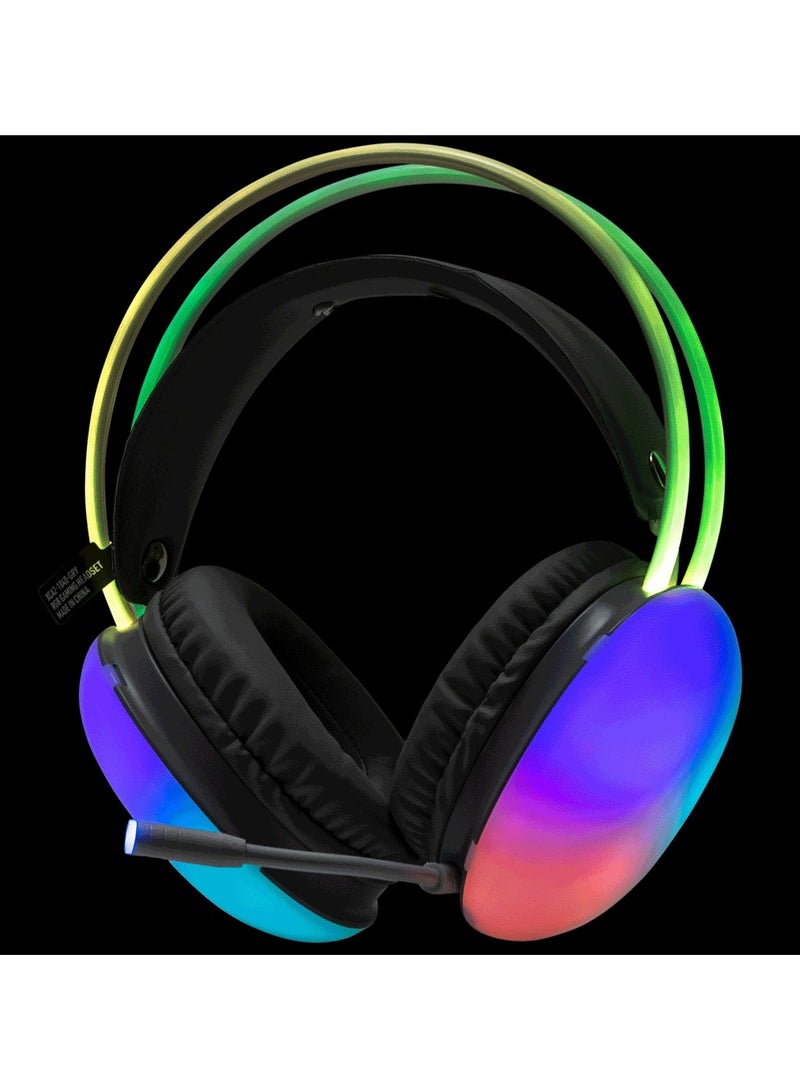 Gaming Rainbow RGB Wired Gaming Headset with Mic for PS4 PS5 MAC XBOX Laptop Lightweight 3.5mm Over Ear Audio Headphones Stereo Surround Sound Auto-adjustable Headband 50mm Drivers - Image 2