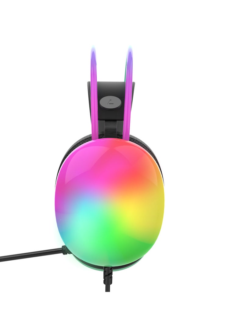 Gaming Rainbow RGB Wired Gaming Headset with Mic for PS4 PS5 MAC XBOX Laptop Lightweight 3.5mm Over Ear Audio Headphones Stereo Surround Sound Auto-adjustable Headband 50mm Drivers - Image 4