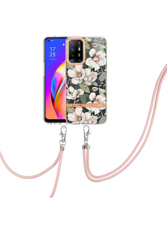 اس-توب جراب لهاتف OPPO A94 5G من سلسلة Flowers جراب TPU مع حبل - Image 1