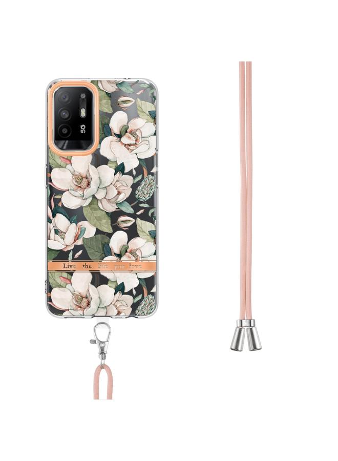 اس-توب جراب لهاتف OPPO A94 5G من سلسلة Flowers جراب TPU مع حبل - Image 3
