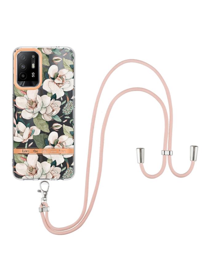اس-توب جراب لهاتف OPPO A94 5G من سلسلة Flowers جراب TPU مع حبل - Image 2