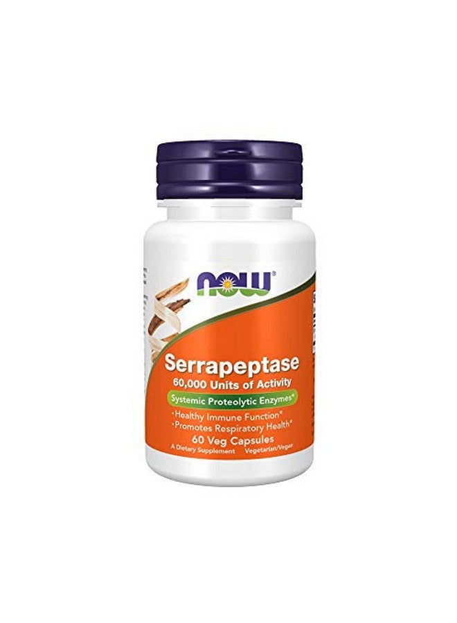 now Supplements Serrapeptase 60000 Units Of Activity Promotes Respiratory Health And Immune Function* 60 Veg Capsules - Image 1
