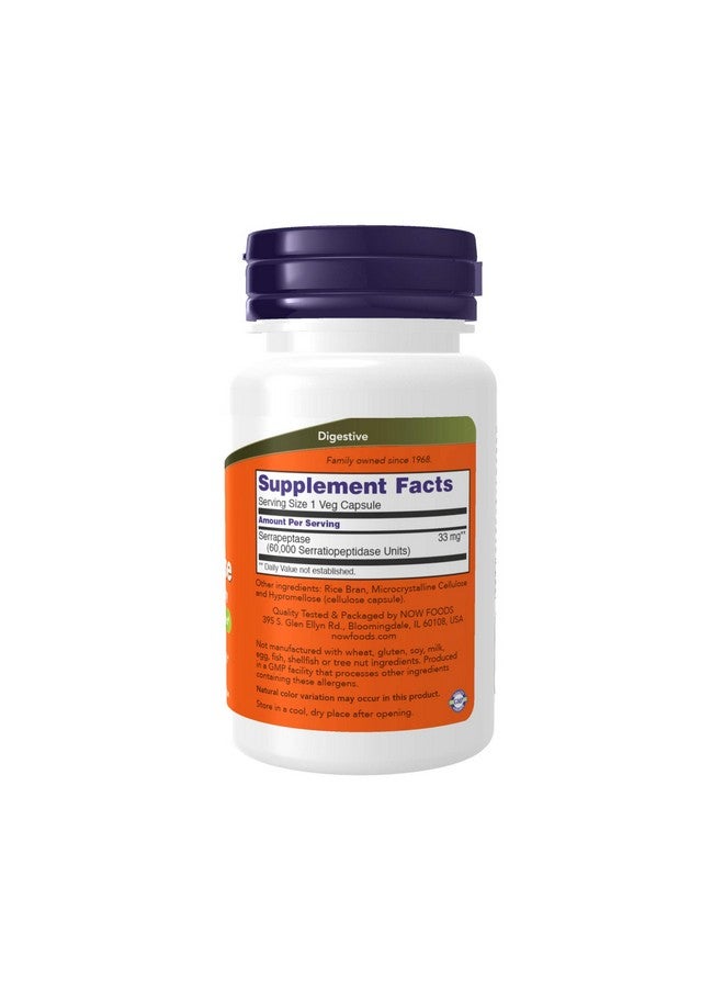 now Supplements Serrapeptase 60000 Units Of Activity Promotes Respiratory Health And Immune Function* 60 Veg Capsules - Image 3