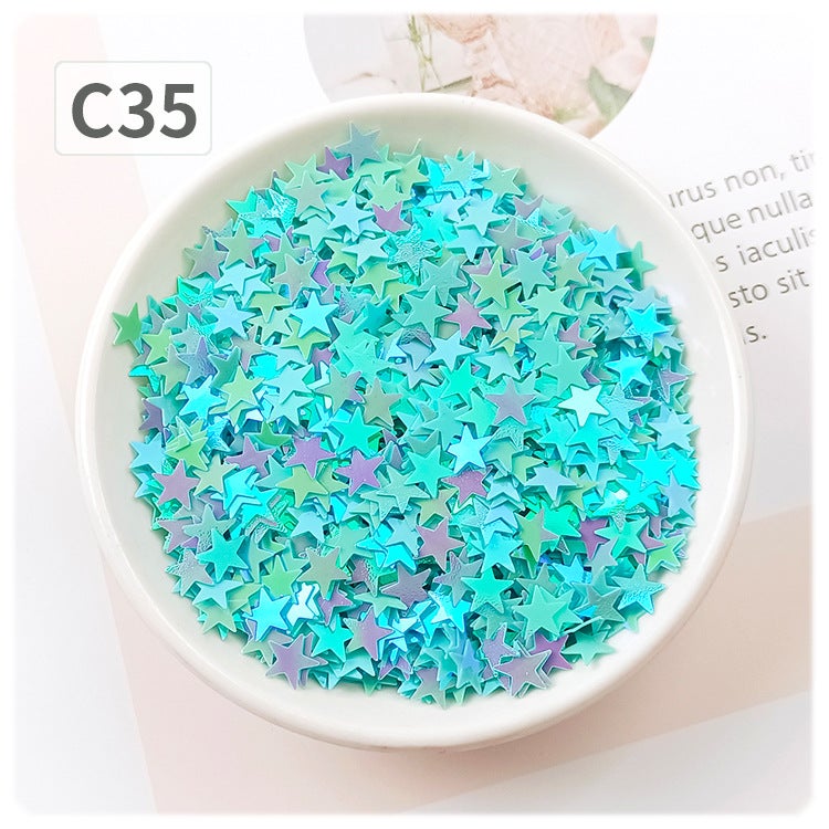 Generic YALEDUO 7MM Star Oil Paint Glitter, DIY No-Hole Flat Sequins C35 AB Blue