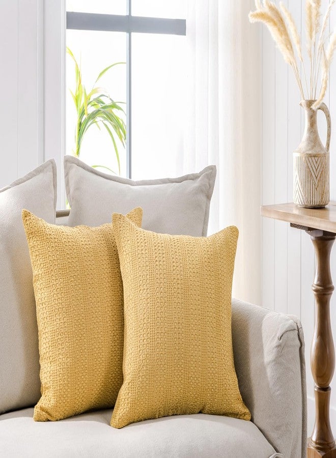 COCOPLOCEUS 26x26 Pillow Covers Boho Euro Shams Set of 2 Decorative Throw Pillow Covers Cotton Large Square Pillowcase for Couch Bed, Yellow - Image 5