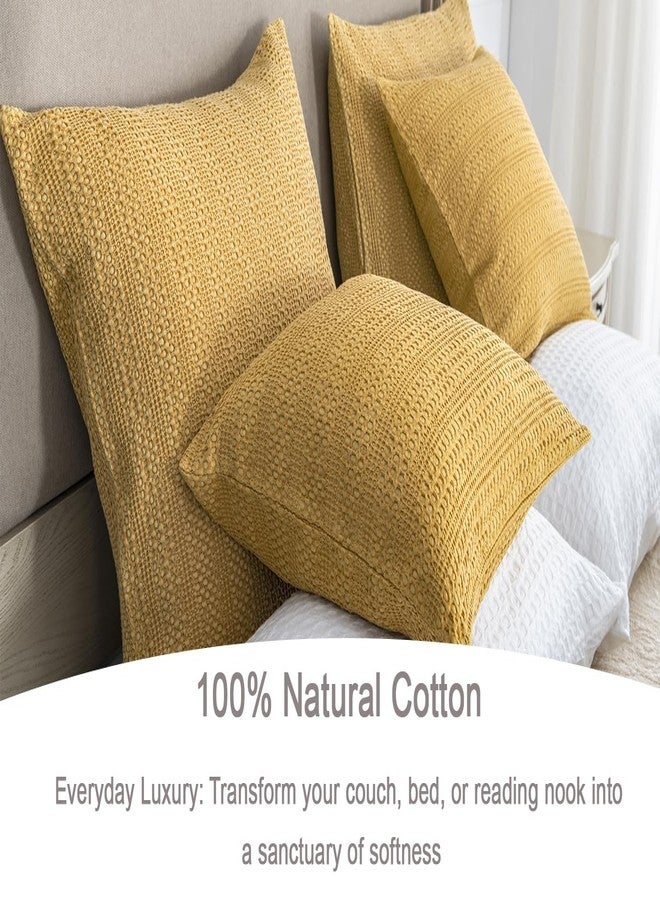 COCOPLOCEUS 26x26 Pillow Covers Boho Euro Shams Set of 2 Decorative Throw Pillow Covers Cotton Large Square Pillowcase for Couch Bed, Yellow - Image 4