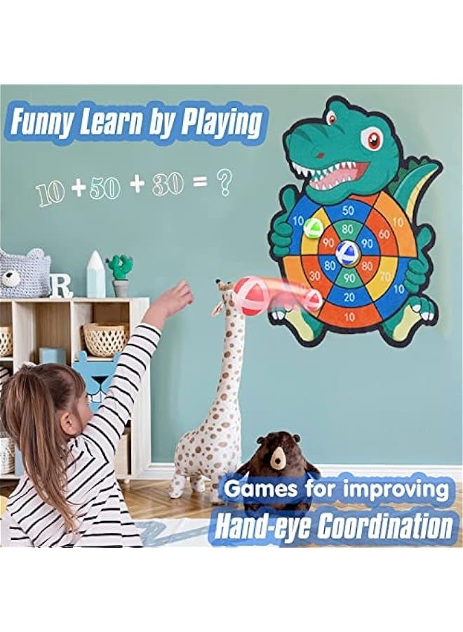 DURKU Dinosaur Dart Board Game Set with 24 Sticky Balls - Indoor\/Outdoor Party Toy for Kids and Adults, Ideal Gift for Boys Ages 5-12. - Image 2