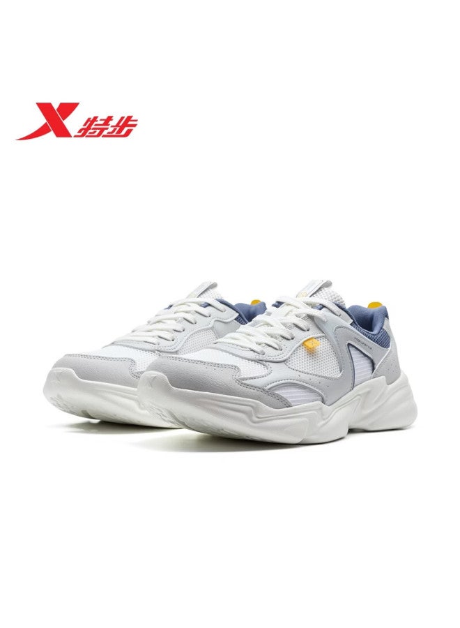 Xtep Flowing Years 2 Men's Sports Casual Dad Shoes Leather Mesh Warm Non-slip Wear-resistant Height-increasing Casual Shoes For Men