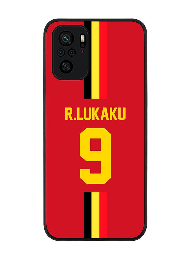 Stylizedd Rugged Black edge case for Redmi Note 10S/Redmi Note 10 4G Slim fit Soft Case Flexible Rubber Edges Anti Drop TPU Gel Thin Cover - Football Team - Belgium Player Name - R.Lukaku - Image 1