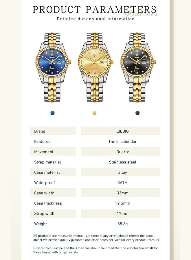 LIEBIG watch for women Casual Diamond Watch Stainless Steel Waterproof Fashion Luxury Wrist Watch - Image 2