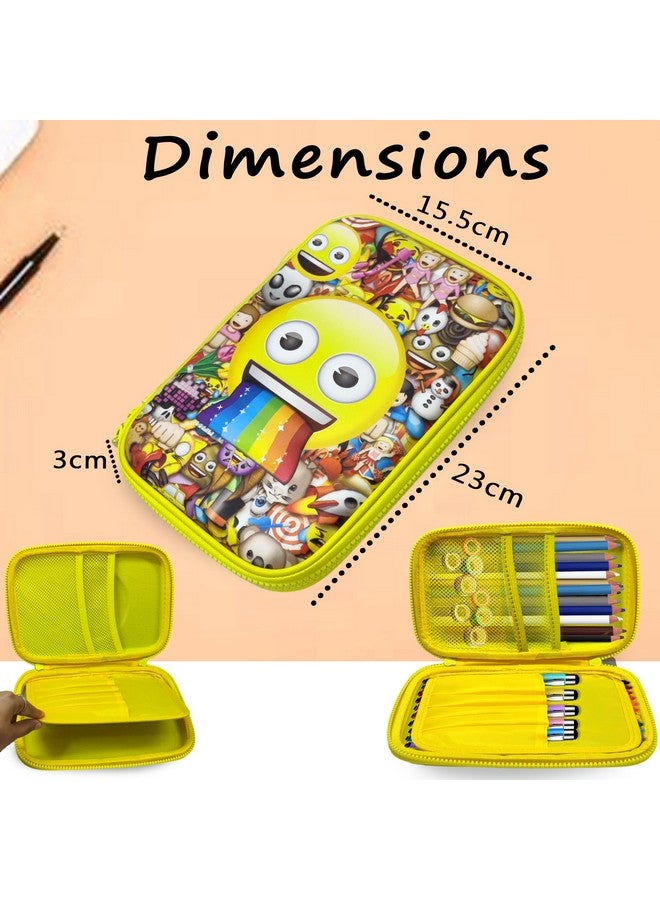 فنبلاست حافظة أقلام فن بلاست - حافظة أقلام مبتسمة، حافظة أقلام متعددة الأغراض بسحاب للأطفال، منظم أدوات مكتبية كبير السعة لأطفال المدارس، حافظة للأطفال (متعددة الألوان) - Image 2