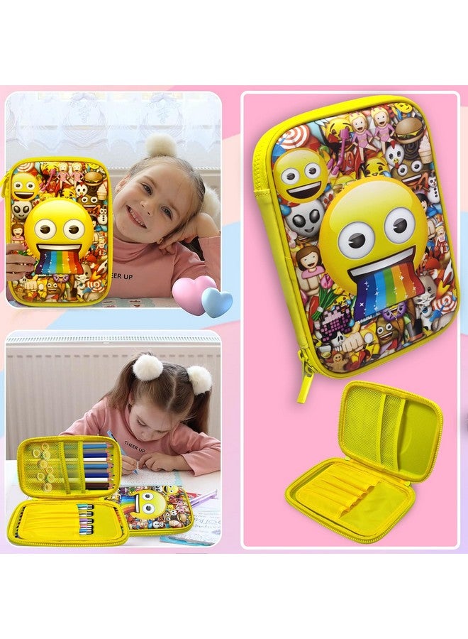 فنبلاست حافظة أقلام فن بلاست - حافظة أقلام مبتسمة، حافظة أقلام متعددة الأغراض بسحاب للأطفال، منظم أدوات مكتبية كبير السعة لأطفال المدارس، حافظة للأطفال (متعددة الألوان) - Image 5