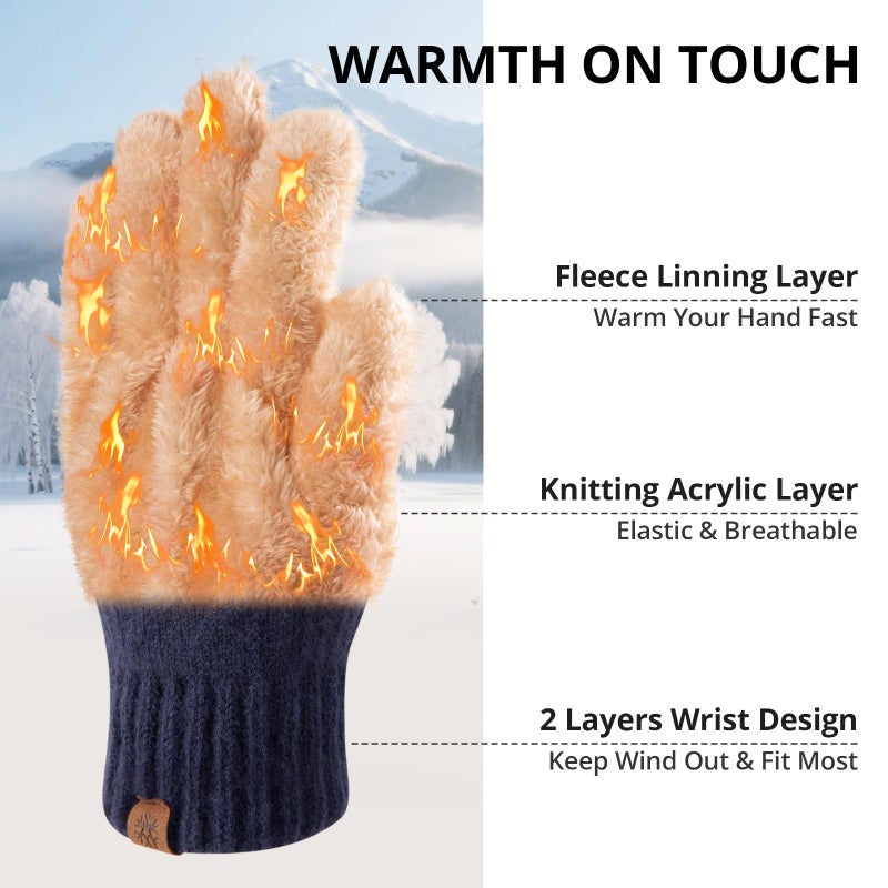 OMECHY Winter Gloves for Men Cold Weather Warm Touch Screen Knit Lining Thermal Elastic Mittens for Running Driving - Image 5