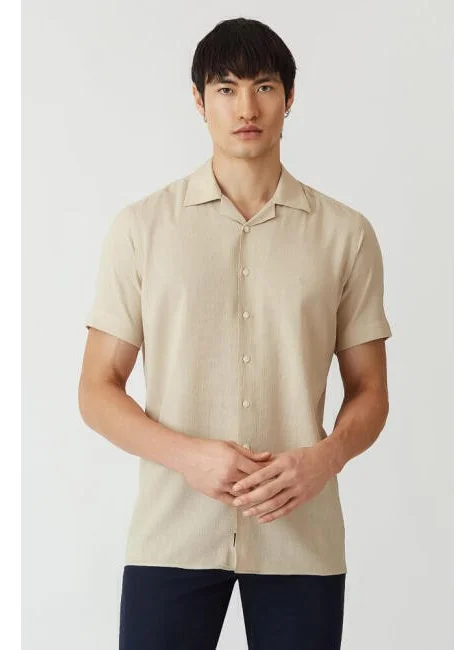 Bisse Men's Regular Fit Short Sleeve Shirt BEIGE GM22Y221158_D07