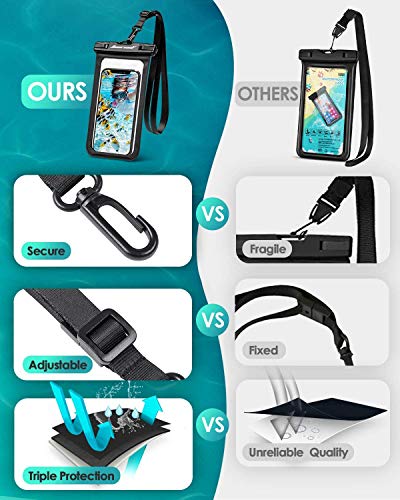 Hiearcool Waterproof Phone Pouch, Waterproof Phone Case, Waterproof Cellphone Pouch Under Water Beach Accessories for iPhone -Black&Orange -2Pack - Image 4