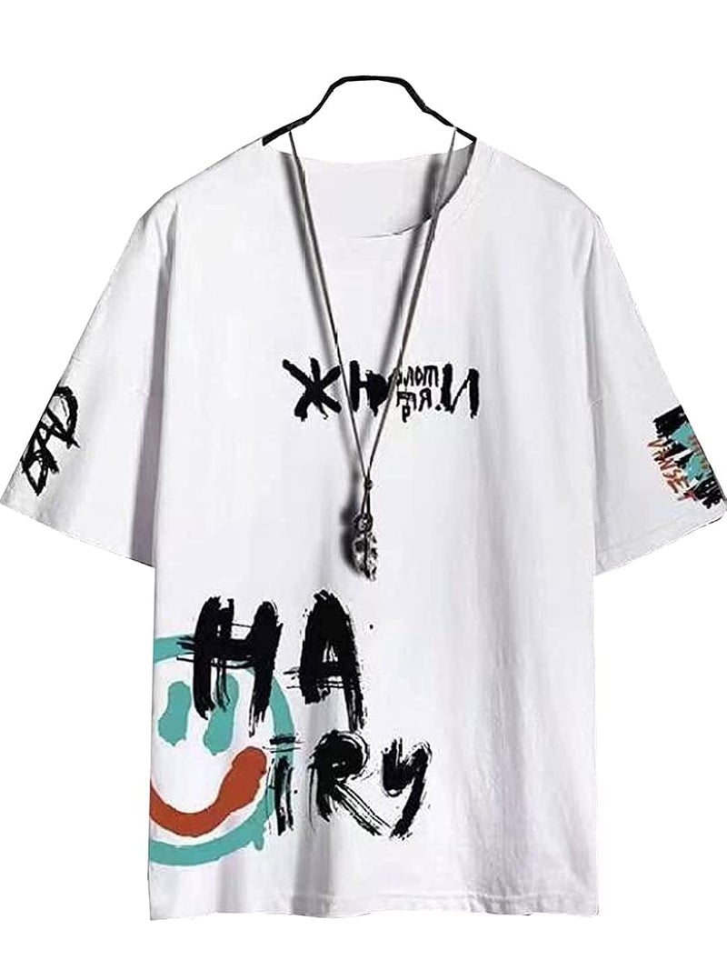 RodZen Men's Polyester Oversized Graphic Printed T-Shirt (XX-Large, White) - Image 1