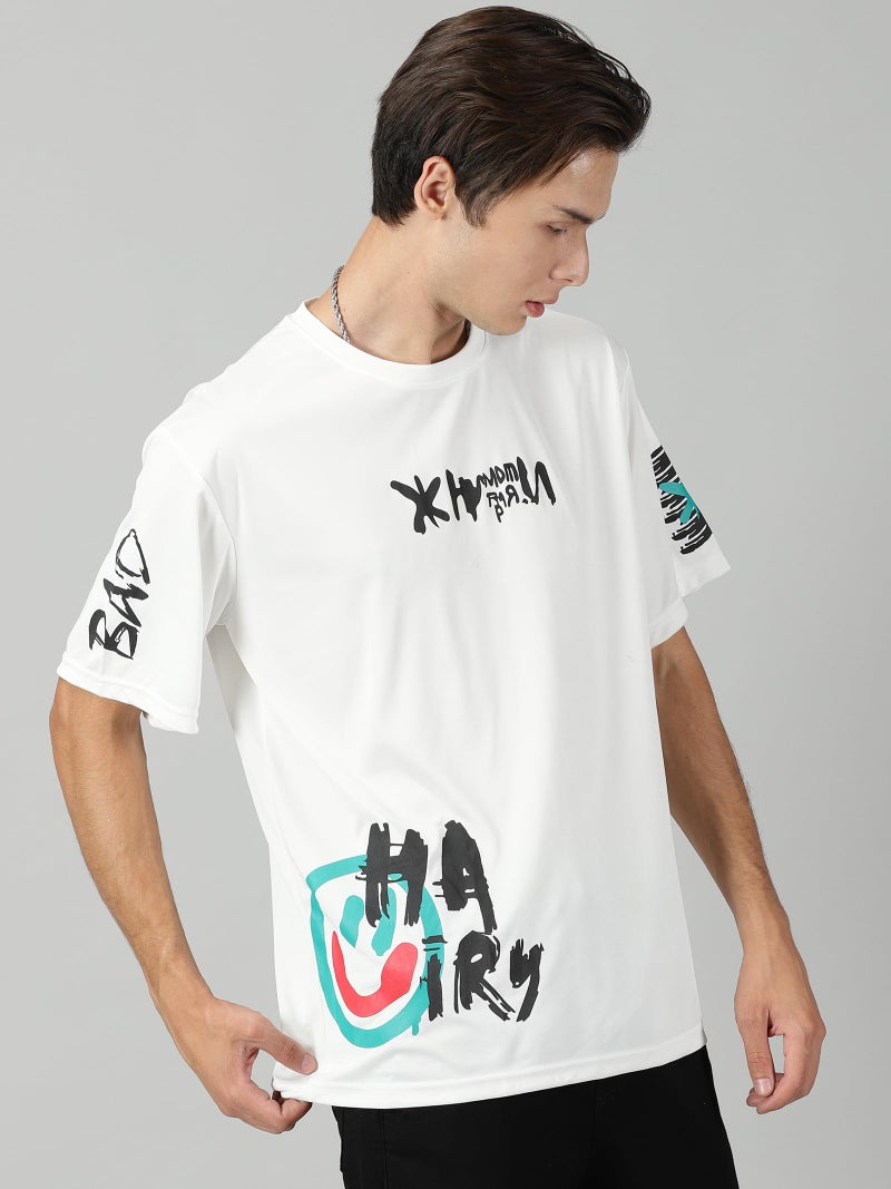 RodZen Men's Polyester Oversized Graphic Printed T-Shirt (XX-Large, White) - Image 4