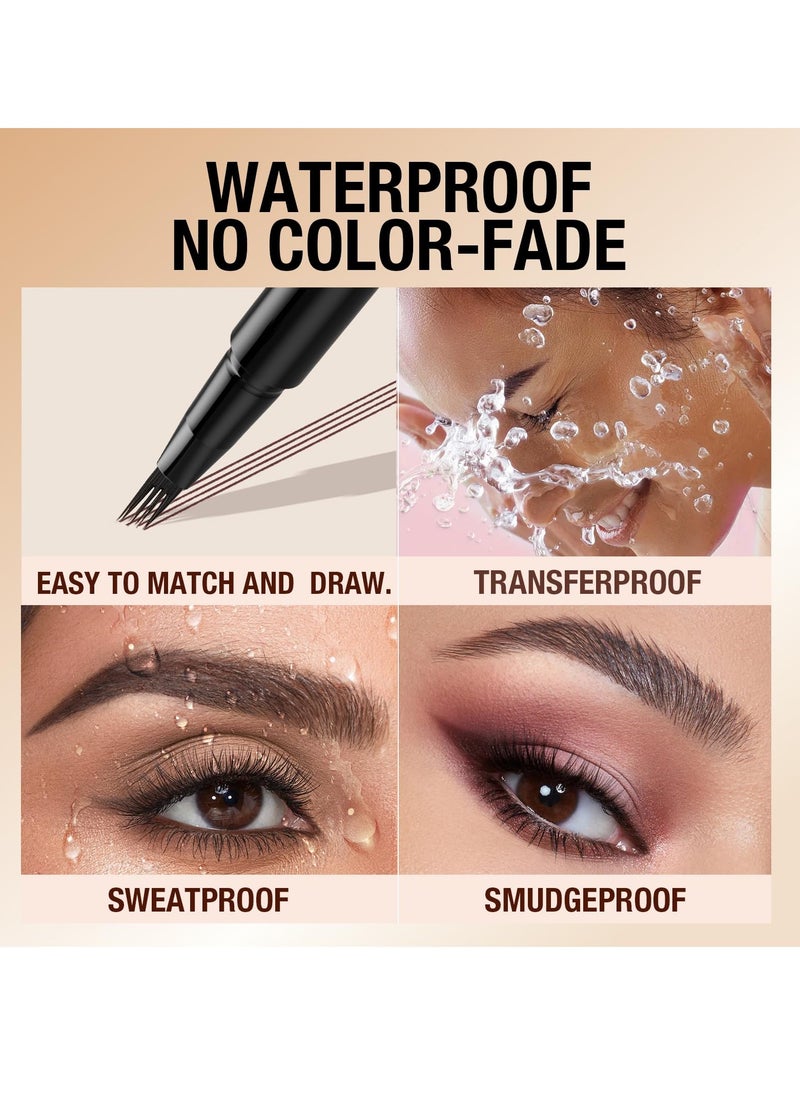 Generic - Brown Eyebrow Pen, 2 Pcs Brown Eyebrow Pencil With 4 Micro-Fork Tipm,Natural Stereoscopic Long-Lasting, Waterproof, Non-Fadin, Creates Natural Looking Brows Effortlessly, for All Brow Shapes - Image 1