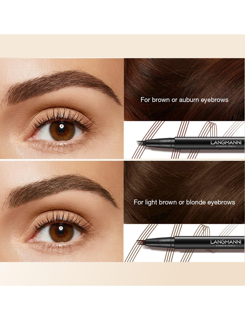 Generic - Brown Eyebrow Pen, 2 Pcs Brown Eyebrow Pencil With 4 Micro-Fork Tipm,Natural Stereoscopic Long-Lasting, Waterproof, Non-Fadin, Creates Natural Looking Brows Effortlessly, for All Brow Shapes - Image 1