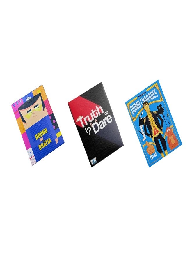 AK ANOLIHK 3-in-1 Party Card Game Bundle: Drunk O Drama, Truth or Dare, Bollywood Dumb Charades – Ultimate Game Night Fun for Adults & Teens! (CG-3 Game MAE 697) - Image 1