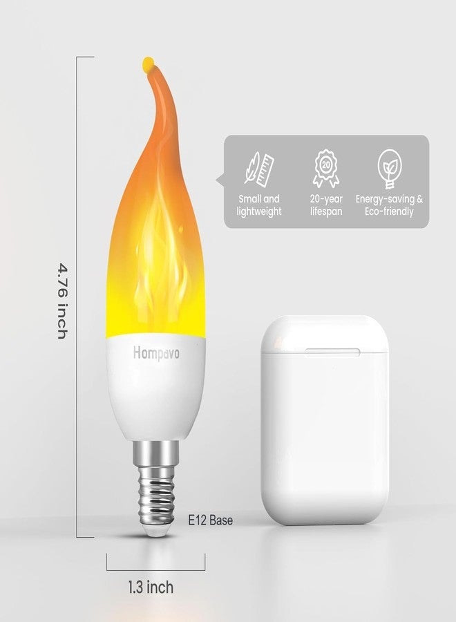 Hompavo 【Upgraded】 LED Flame Light Bulbs, 3 Modes Flickering Light Bulbs, E12 Chandelier Base Candle Fire Light Bulb for Halloween Christmas Party Porch Indoor & Outdoor Home Decoration - 6 Pack - Image 5