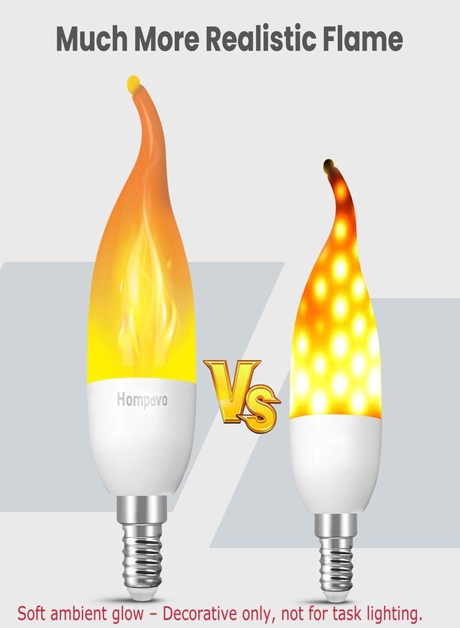 Hompavo 【Upgraded】 LED Flame Light Bulbs, 3 Modes Flickering Light Bulbs, E12 Chandelier Base Candle Fire Light Bulb for Halloween Christmas Party Porch Indoor & Outdoor Home Decoration - 6 Pack - Image 3