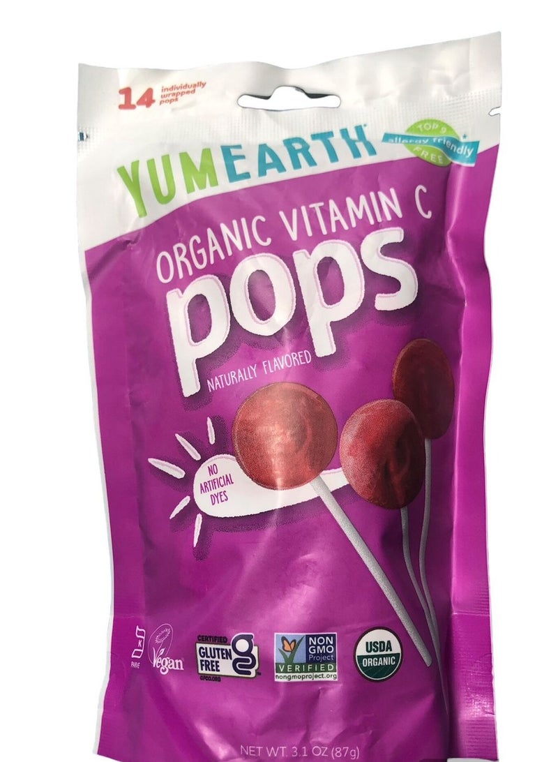YumEarth Organic Vitamin C Pops - 14 Lollipops 3.1 Oz (87 G)  - Image 2