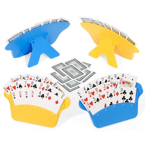 JFMkaer Card Holders for Playing Cards 4PCS 3 Layers Design for Poker Cards Playing Card Accessories Playing Card Holder for Adults Seniors Kids - Image 1