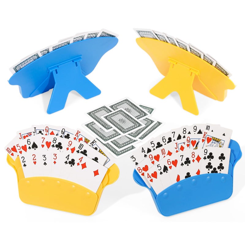 JFMkaer Card Holders for Playing Cards 4PCS 3 Layers Design for Poker Cards Playing Card Accessories Playing Card Holder for Adults Seniors Kids - Image 3