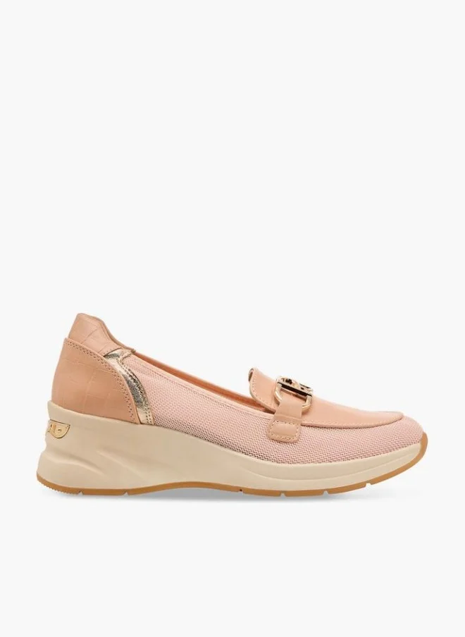 Panelled Slip-On Comfort Loafers With Metal Accent