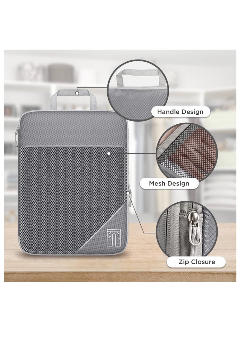 SYOSI Set of 5 Compression Packing Cubes (Grey) - Lightweight and Durable - Maximise Luggage Space  Mesh Material for Full Visibility, Multiple Sizes Make Packing Hassle-Free FREE Laundry Bag Included.  - Image 2