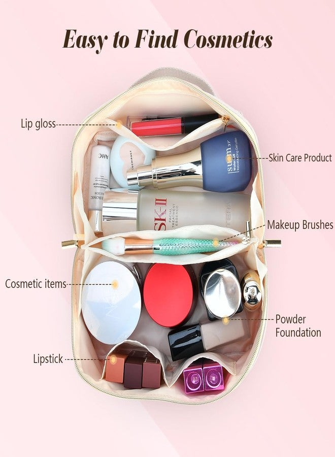 DTBG Mothers Day Gifts - Initial Makeup Bag for Teen Girl Gifts Trendy Stuff - Travel Cosmetic Bags for Women - PU Leather Toiletry Bag Make Up Pouch - Personalized Skincare Bag Birthday Gifts - White L - Image 3