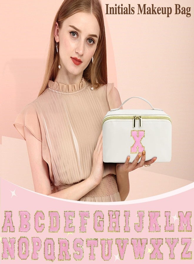 DTBG Mothers Day Gifts - Initial Makeup Bag for Teen Girl Gifts Trendy Stuff - Travel Cosmetic Bags for Women - PU Leather Toiletry Bag Make Up Pouch - Personalized Skincare Bag Birthday Gifts - White L - Image 2