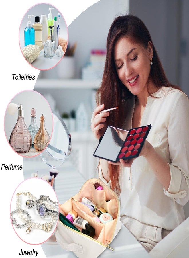 DTBG Mothers Day Gifts - Initial Makeup Bag for Teen Girl Gifts Trendy Stuff - Travel Cosmetic Bags for Women - PU Leather Toiletry Bag Make Up Pouch - Personalized Skincare Bag Birthday Gifts - White L - Image 5