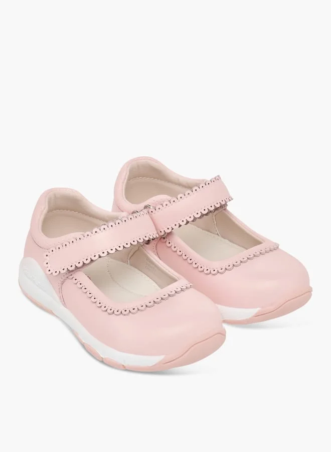 Barefeet Textured Mary Jane Shoes with Hook and Loop Closure