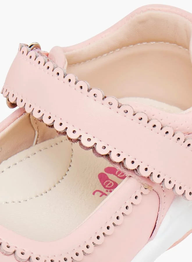 Barefeet Textured Mary Jane Shoes with Hook and Loop Closure
