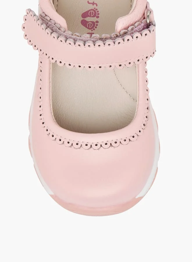 Barefeet Textured Mary Jane Shoes with Hook and Loop Closure