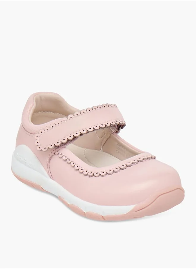 Barefeet Textured Mary Jane Shoes with Hook and Loop Closure